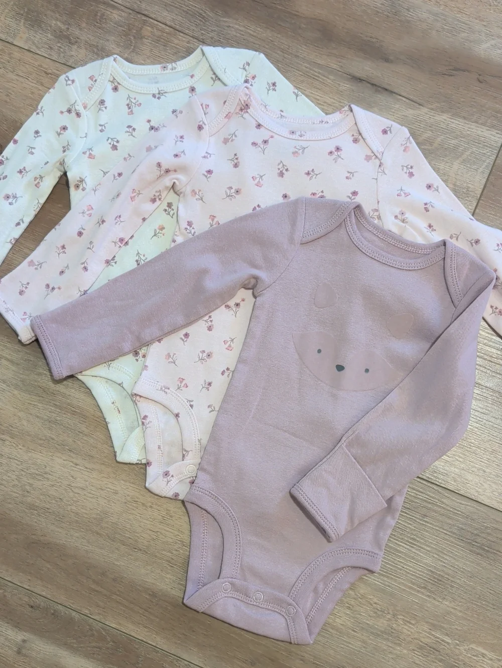 NWOT 3 Carter's Cotton Long Sleeve Onesies, 3 Months